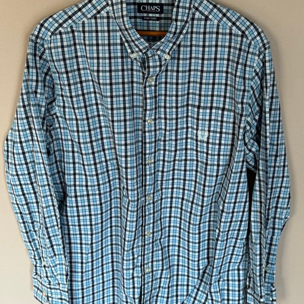 Men’s Chaps LS Blue Plaid Shirt XL
